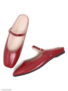 Women's Microfiber Leather Closed Toe Mules with Adjustable Buckle Mary Jane
